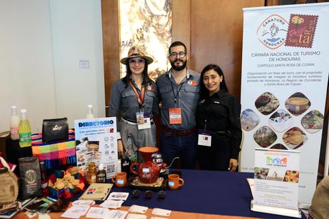 A team at a fair stand