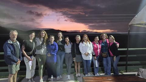A group at sunset