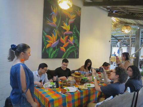 A group lunch in a restaurant