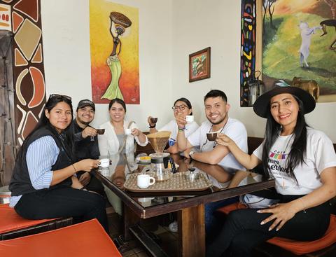 A group at a café table