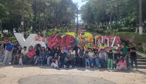 A large group at the Santa Rosa letters