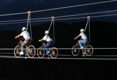 Cable bikes at night