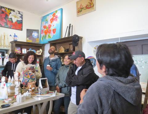 Visitors in a coffee shop