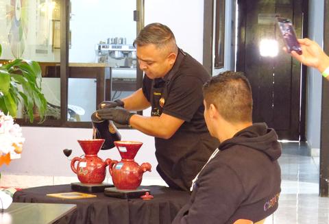 Preparing coffee for visitors