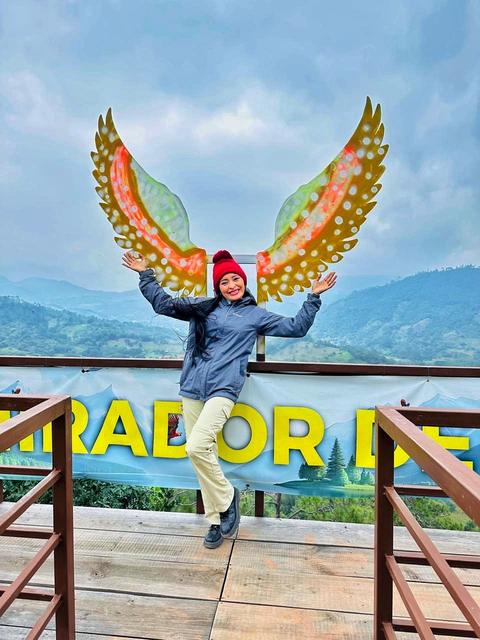 A person with wings at the viewpoint