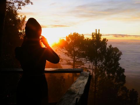 A silhouette at sunrise